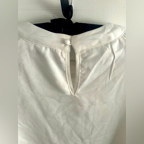 EMERY ROSE Lace Raglan Long Sleeve Blouse, pleated front, button detail, LG - Picture 8 of 8